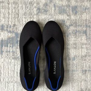 Worn Once Rothy's Black Knit Slip-On Flats with Blue Accent